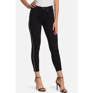 7 For All Mankind Vintage Luxe Black Beaded High Waist Skinny Jeans Women's 26